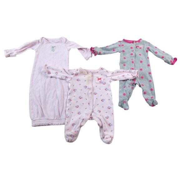 Lot of 3 Carter's Sleep & Play Sleeper Kids Newborn Multi Printed Front Zip - Picture 1 of 6